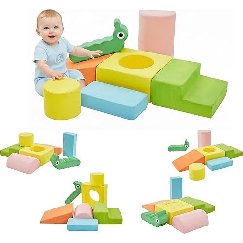 QUCHI Toddler Climbing Toys Indoor, Baby Climbing Blocks, 7-Piece Soft Foam Climbing Blocks Set, Baby Climbing Toys, Toddler Playtime Corner Climber Foam Play Gym for Climbing Crawling and Sliding