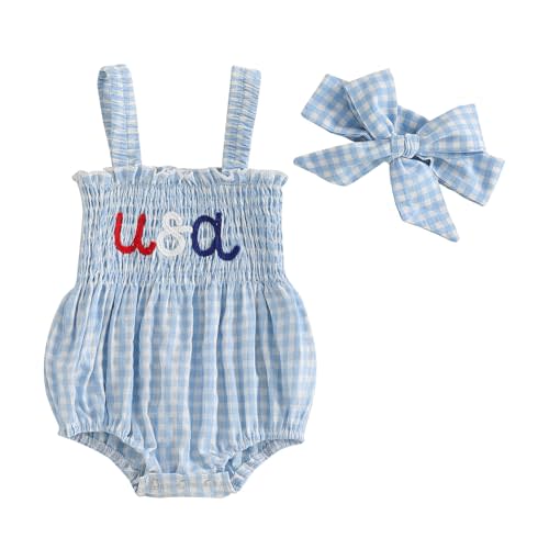 Kuriozud 4th of July Outfits Baby Girl USA Romper Fourth of July Onesie Independence Day Bodysuit Memorial Day Clothes