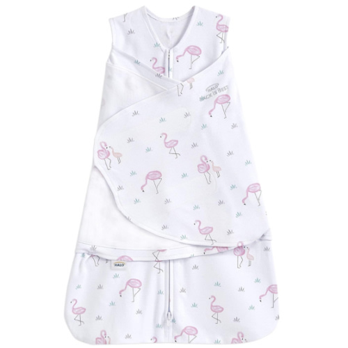 HALO 100% Cotton Sleepsack Swaddle, 3-Way Adjustable Wearable Blanket, TOG 1.5, Flamingos, Newborn, 0-3 Months