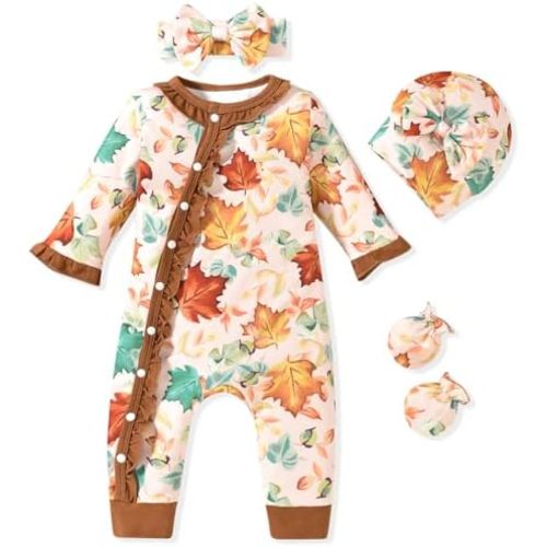 Aalizzwell Baby Girls Romper Outfit Fall Winter Clothes with Accessories
