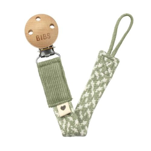 Bibs Braided Pacifier Clip- Sage / Ivory
