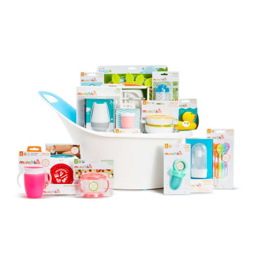 Munchkin® My Munchkin Gift Basket, Great for Baby Showers, Includes 15 Baby Products, Pink, Unisex