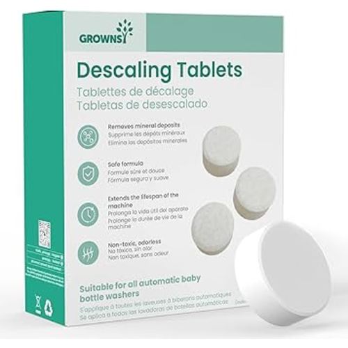 GROWNSY Descaler Tablets, 24 Descaling Tablets Compatible with Momcozy, Baby Brezza, Papablic Bottle Washer, Effective for Bottle Washer, Warmer, Sterilizer, Formula Maker & Baby Feeding Essentials