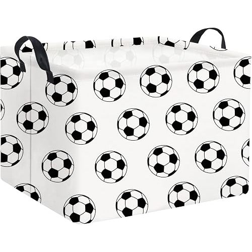 Rectangular Soccer Basket Kids Baby Storage Basket Cute Kids Toy Storage Bin Organizer Shelf Book Room Decor(Soccers)