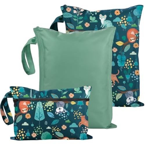 Wet Bag for Swimsuit - 3 Pack Waterproof Wet Dry Bag for Clothes - Baby Diaper Bag - Travel Laundry Daycare Bags - Baby Beach Essentials - Bogg Bag Accessories