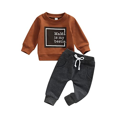 Sprifallbaby Toddler Newborn Baby Boy Outfit Bro Long Sleeve Sweatshirts Pants Clothes Set Infant Boys Fall Winter 2PCS
