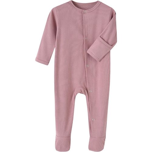 One-Piece Magnetic Button Jumpsuits Long Sleeved Warm Cotton Bodysuit Unisex Single-Breasted Clothing for 0-12 Months