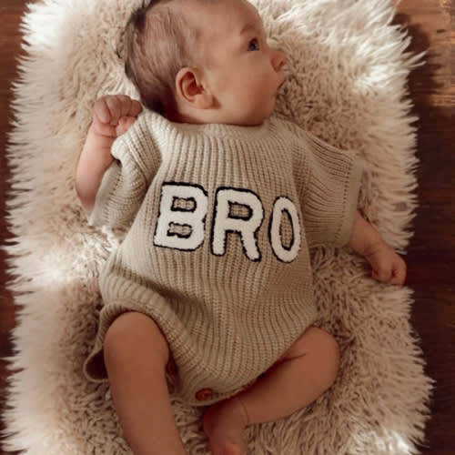 Bro Sweater Romper, Cocoa – 6-12M