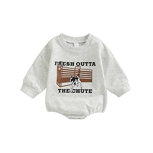 Hnyenmcko Western Baby Boy Girls Clothes Newborn Infant Cow Print Sweatshirt Romper Oversized Long Sleeve Bodysuit