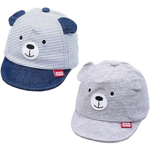 Baby Caps Summer Girl Boys Sun Hat with Ear Spring Summer Newborn Baseball Cap Striped Sunhat