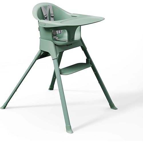 Mompush Olli 7-in-1 Convertible High Chair for Babies and Toddlers – Adjustable Height & Footrest, Dishwasher-Safe Tray, Compact Foldable Design for Easy Storage & Travel, Lightweight Yet Durable