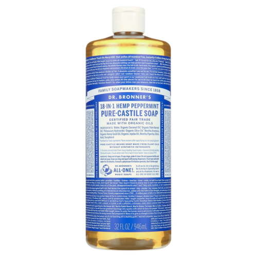 Dr. Bronner's Magic Soap - Castile Liquid - Peppermint - 32 oz - 18-in-1 Uses - Adults, Teens, Children 3 and Above