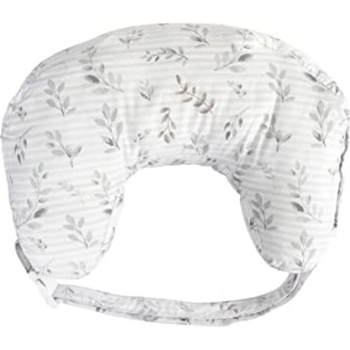 Boppy Nursing Pillow Best Latch, Gray Pennydot Leaf Stripe, Lactation Consultant Created, Firm Contoured and Plush Sides for Breastfeeding Options, Padded Belt, Plus Sized to Petite, Machine Washable