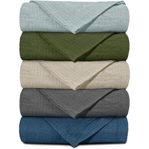 Muslin Receiving Blankets, Neutral Blanket Swaddling for Newborn Boys and Girls, 5 Pack Breathable and Skin-Friendly Swaddle Wrap for Infant Baby (Graceful Colors)