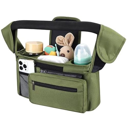 Accmor Universal Stroller Organizer with Insulated Cup Holder Detachable Phone Bag and Shoulder Strap,Stroller Bag Caddy Organizer Fits for Uppababy, Baby Jogger, Britax Strollers