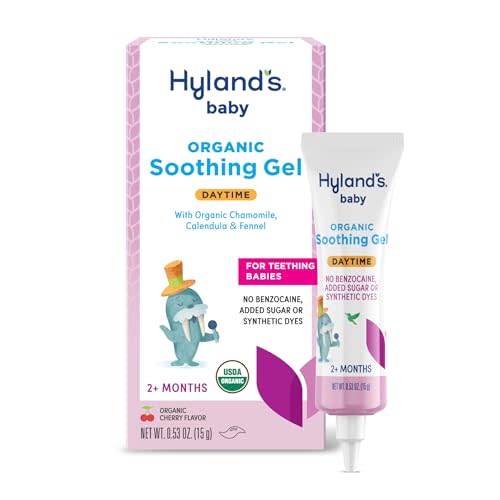 Hyland's Baby Organic Day Oral Soothing Gel, with Chamomile, Calendula, and Fennel, Cooling Gel for Oral Discomfort, Easy-to-Apply, Ages 2 Months and Up, 0.53 Ounce