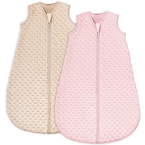 Yoofoss Fleece Baby Sleep Sack 12-18 Months with Plush Dots, TOG 1.5 Baby Wearable Blanket with 2-Way Zipper, Cotton Toddler Sleep Sack Fleece