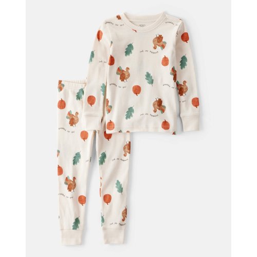 Baby Thanksgiving Print 100% Cotton Long-Sleeve 2-Piece Pajamas - White - Carter's | Carter's