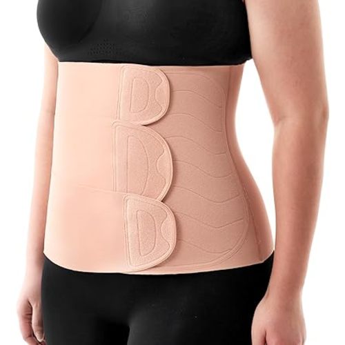 Momcozy Ergowrap Postpartum Belly Band, 3D Abdomen Lifting & Ergonomic Back Support Abdominal Binder, Seamless & Invisible Wrap Shapewear for Postpartum C-Section Recovery, Daily Wear, Exercise