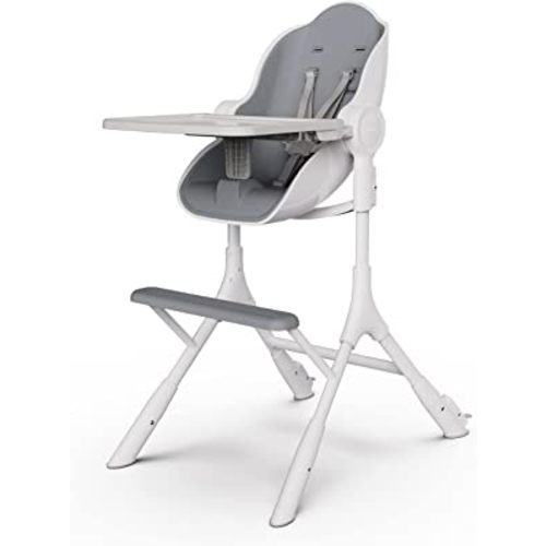 Oribel Cocoon Z High Chair & Lounger | Ice Grey | Newborn to Toddler | Easy Move Gliders | Convertible for Napping & Feeding | No Tools Adjust | Easy to Clean