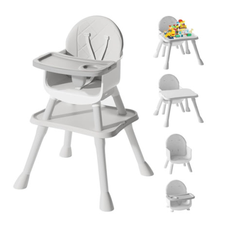 6 in 1 Baby High Chair, Convertible Highchair for Babies and Toddlers (Grey)
