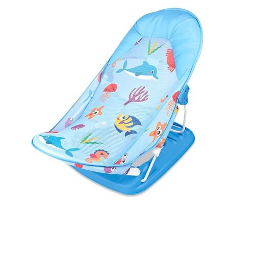 Foldable Baby Bather with Adjustable 3 Reclining Positions Bath Support for Use in The Sink or Bathtub Baby Bather for Newborn Infant Babies 0-12 Months (Blue)