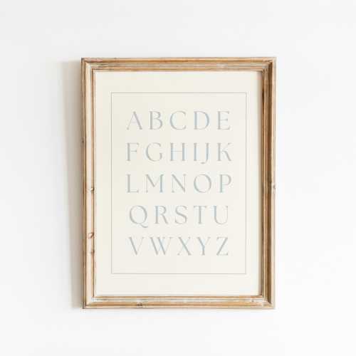 Vintage Style Alphabet Print, Baby Boy Nursery, Vintage Nursery Print, Boys Room Decor, Classic ABC Print, Blue Neutral Nursery Wall Decor