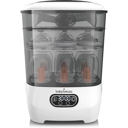 Baby Brezza Bottle Sterilizer and Dryer Advanced – Electric Steam Sterilization Machine Universal Sterilizing for All Bottles: Plastic + Glass Pacifiers Breast Pump Parts - HEPA Filtration