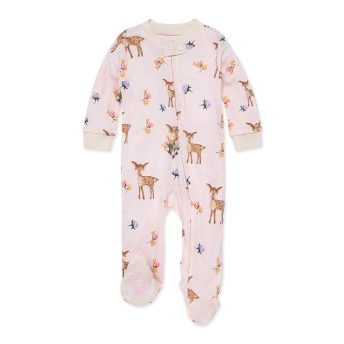 Burt's Bees Baby Girls' Loose Fit Organic Cotton Sleep and Play One-Piece Zip Front Footed Pajamas