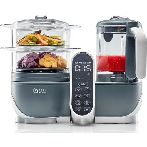 Babymoov Duo Meal Station: 6-in-1 Baby Food Maker | Steams, Blends, Warms, Defrosts, Sterilizes, and More | 74oz | LDC Control Panel | BPA-Free | Dishwasher Safe | Nutritionist Approved
