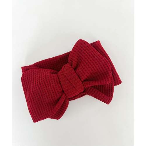 CHUNKY WAFFLE BOW HEADBAND - CHRISTMAS RED