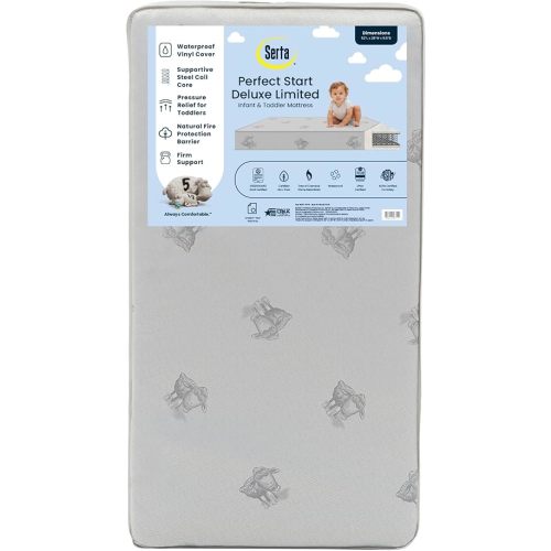 Serta Perfect Start Deluxe Limited Dual Sided Baby Crib Mattress and Toddler Mattress, GREENGUARD Gold Certified, Firm Support, Waterproof, 7 Year Warranty, Made in USA