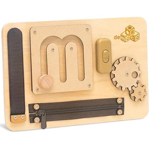 Busy Board for 1 Year Old, Premium Montessori Toddler Travel Toy with Educational Activities, Sensory Travel Toys for Toddlers 1-3, Wooden Baby Busy Board, Easter Basket Stuffers Gift for Boy & Girl