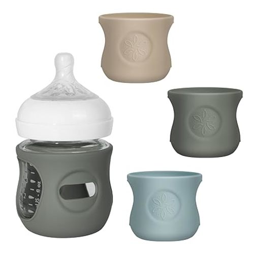3 Pack Silicone Sleeves for Philips Avent Natural Bottle, Food Grade Silicone Anti Breakage Baby Bottles Holder, Compatible with Philips Avent Glass Natural Baby Bottle 4oz