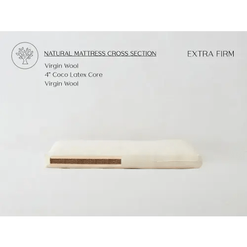 Snuggles Coconut and Wool Crib Mattress - Chemical Free Wool & 4" Coconut - Extra Firm