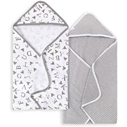 Burt's Bees Baby - Hooded Towels, Absorbent Knit Terry, Super Soft Single-Ply, 100% Organic Cotton 2 Pack), A-Bee-C, 2 Pack : Baby