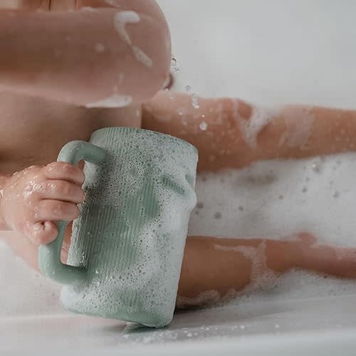mushie Baby Bath Rinse Cup | 100% Food Grade Silicone | Shampoo & Body Washing Rinser Cup for Kids (Cambridge Blue)