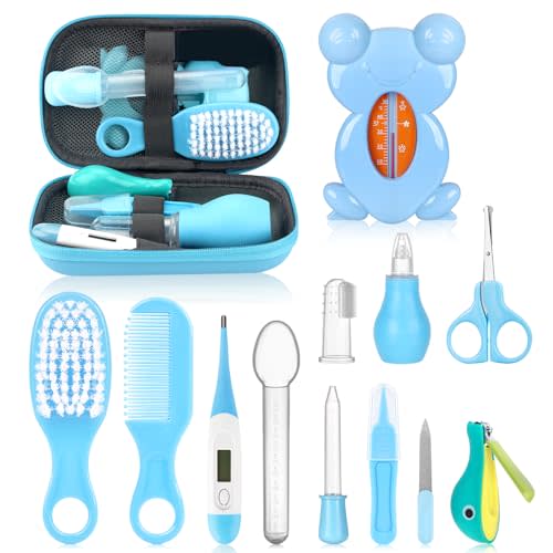 Baby Healthcare and Grooming Kit, Portable Baby Safety Care Set, Baby Essentials kit for Newborn (Blue 13 in 1)