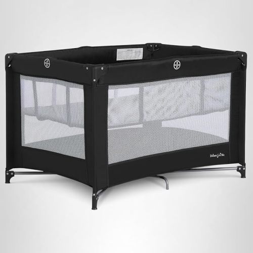 Dream On Me Zazzy Portable Playard with Bassinet in Black, Lightweight Packable and Easy Setup Baby Playard with Mattress and Travel Bag