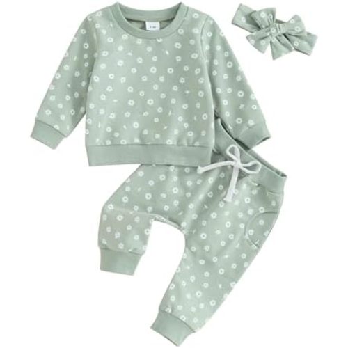 Newborn Baby Girl Clothes Daisy Outfit Long Sleeve Sweashirt Tees Tops Pants Infant Toddler Girl Fall Winter Clothes