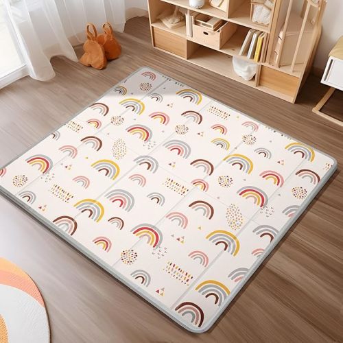 Foldable Baby Play Mat, PIGLOG 50x50 Playpen Mat, 0.6in Thick Waterproof Playmats for Babies and Toddlers Kids, Safe Foam Playmat for Tummy Time, Reversible Portable Baby Floor Mat for Infant