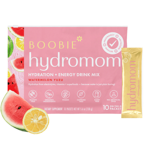 Boobie Hydromom Breastfeeding Supplement for Pregnancy and Lactation Drink, Watermelon Yuzu, 10 servings