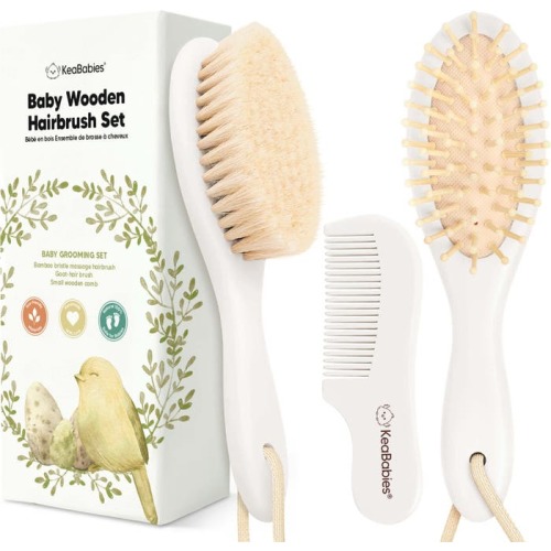 KeaBabies Baby Hair Brush and Comb Set, Vanilla