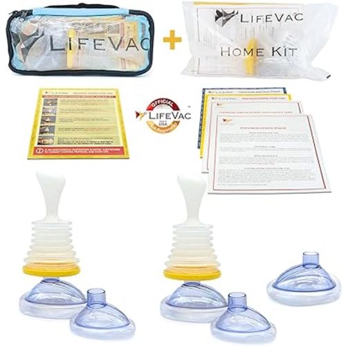 LifeVac Home & Blue Travel Kit Combo - Portable Suction Rescue Device, First Aid Kit for Kids and Adults, Portable Airway Suction Device for Children and Adults