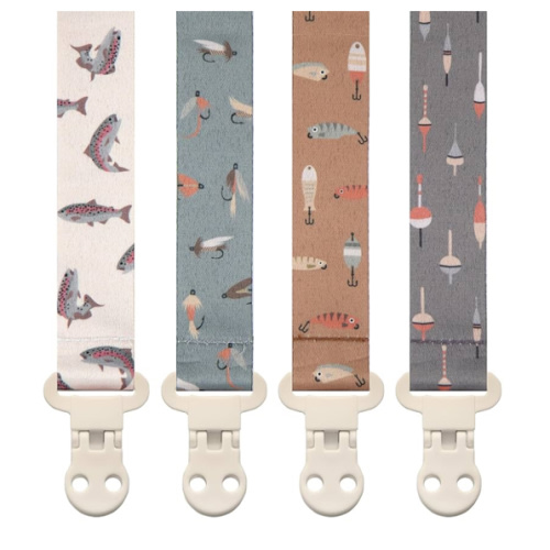 Baby Pacifier Clip Holder - Girl or Boy Unisex 4 Pack Gift Set – Fishing Theme (Gone Fishing)