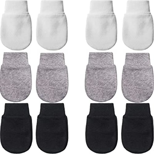 6 Pairs Newborn Baby Mittens No Scratch Gloves Infant Toddler Anti Scratch Essentials Unisex Cotton for 3-9 Months Girls Boys