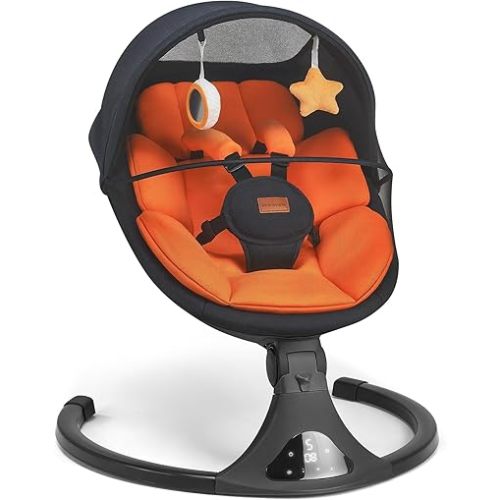Baby Swings for Infants, Portable Baby Swing for Newborns with Bluetooth, Electric Infant Swing with 5 Speed Motions, 12 Soothing Melodies & Remote Control (Max 20 lbs, Orange)