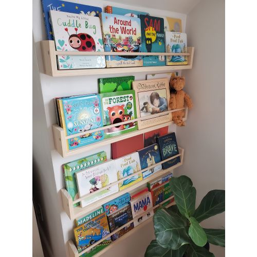Nursery Bookshelf, "Waterfall" Corner Joint, Nursery Decor, Natural Pine (Classic Design) Custom Sizing Available, Modern, Joinery