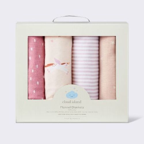 Flannel Baby Blankets - Unicorns - 4pk - Cloud Island™: Abstract Pattern, 100% Cotton, 30" x 30"