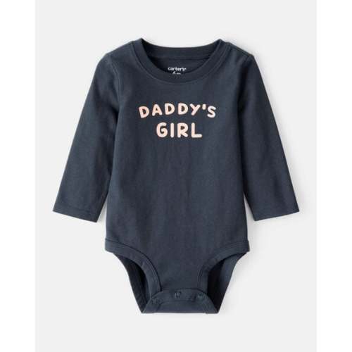 Baby Girl "Daddy's Girl" Cotton Long-Sleeve Graphic Bodysuit - Navy Blue - Carter's | Carter's